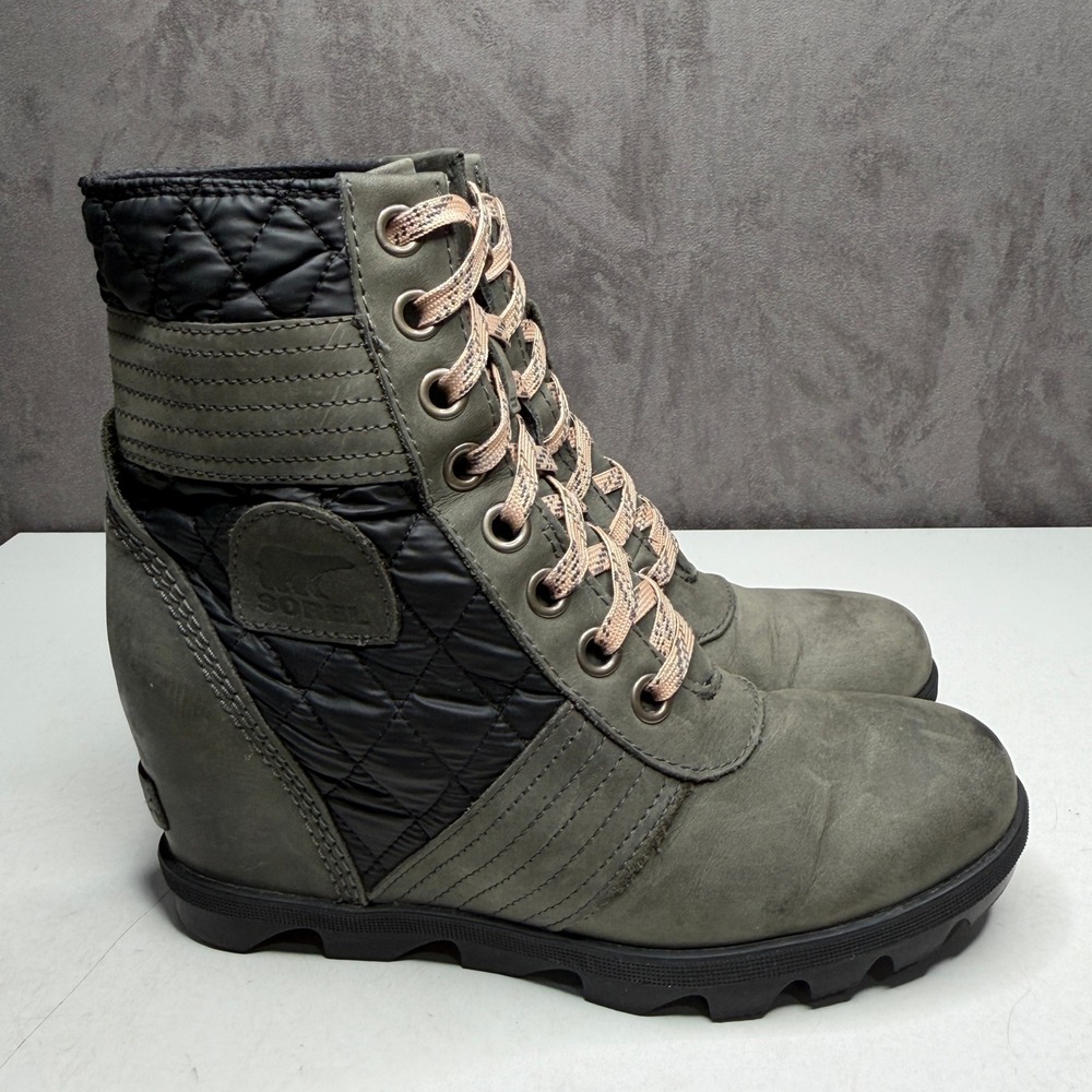 Sorel Joan‎ of Arctic Next Lite Wedge Boots Womens 8.5 Grey Black NL3375-026